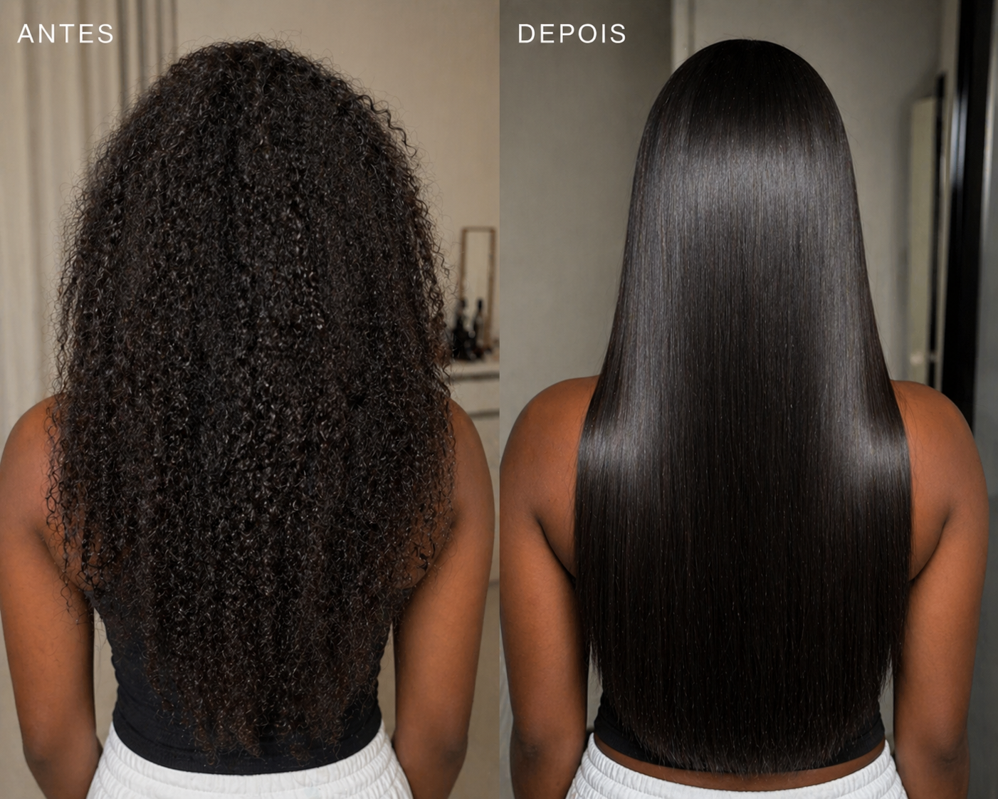 Antes e depois Escova Japonesa — transformação real